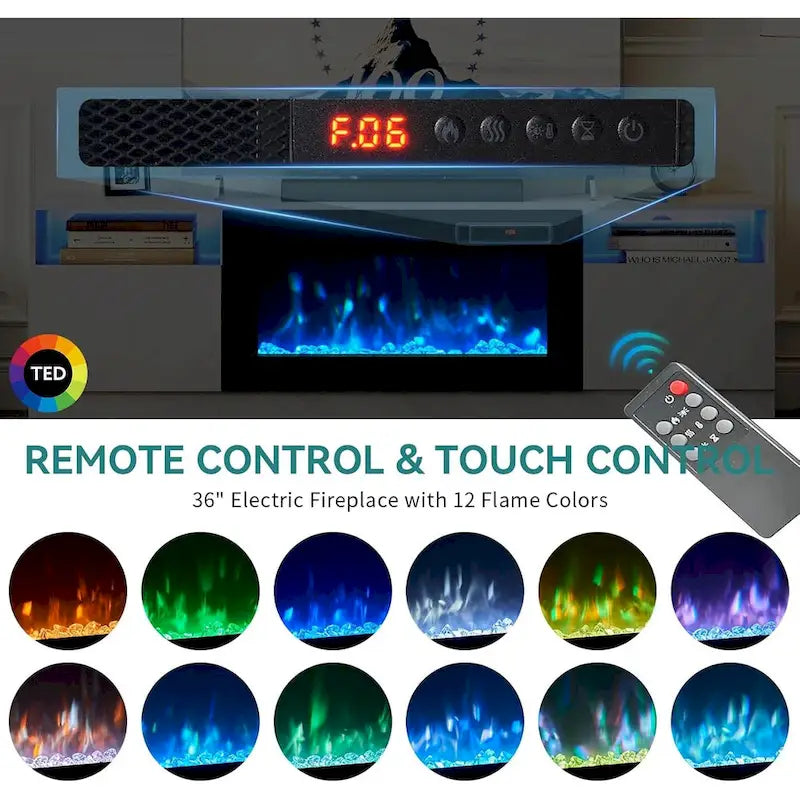 Meuble TV avec cheminée électrique de 36 pouces (79 pouces)