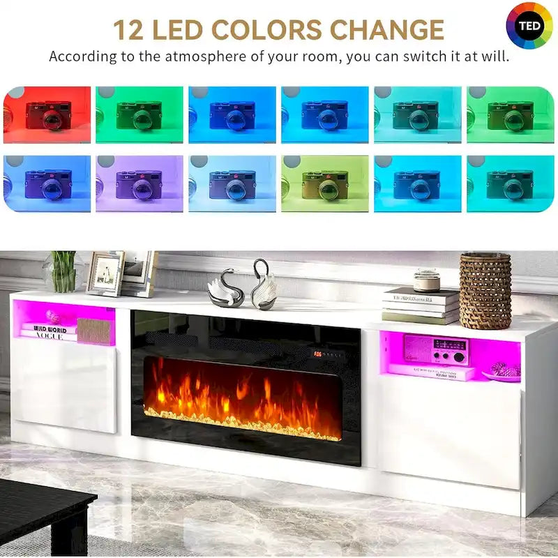 Meuble TV avec cheminée électrique de 36 pouces (79 pouces)