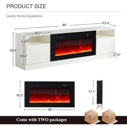 Meuble TV avec cheminée électrique de 36 pouces (79 pouces)