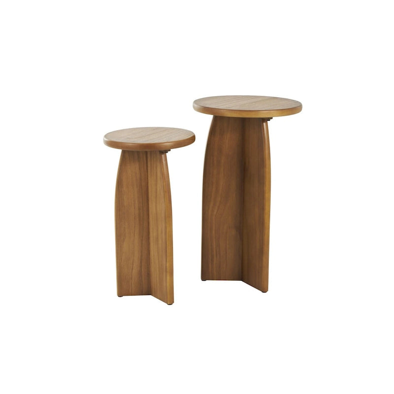 Table d'appoint piédestal en bois - Lot de 2, noir ou marron - Roche River Decor