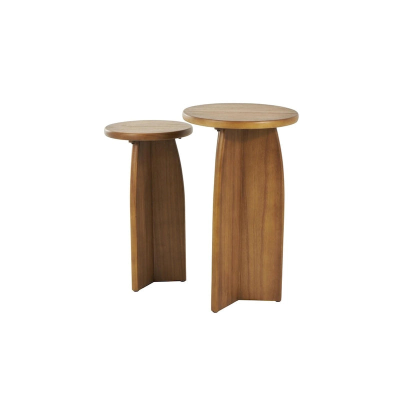 Table d'appoint piédestal en bois - Lot de 2, noir ou marron - Roche River Decor