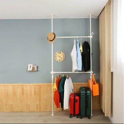 Telescopic Garment Rack, Movable DIY By Hand No Damage to Wall Ceiling Hanging Rail