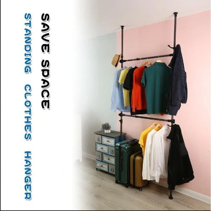 Portant à vêtements télescopique, montage facile et rapide, sans abîmer les murs ni les plafonds.