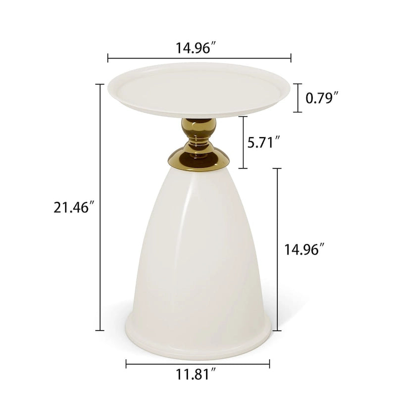 Table d'appoint ronde minimaliste en fer forgé au design luxueux, idéale pour les petits espaces.