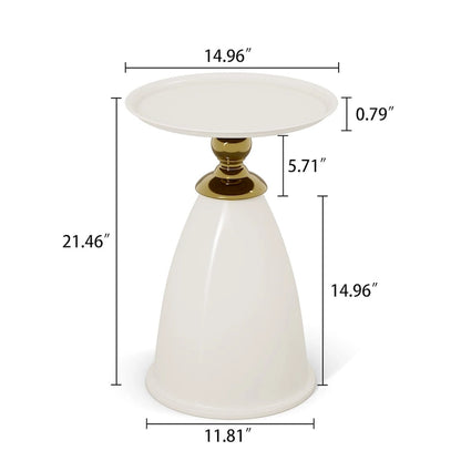 Table d'appoint ronde minimaliste en fer forgé au design luxueux, idéale pour les petits espaces.