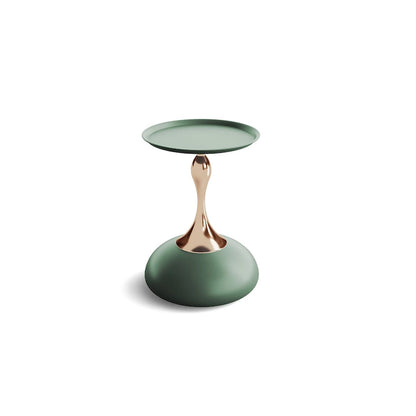 Table d'appoint ronde minimaliste en fer forgé au design luxueux, idéale pour les petits espaces.