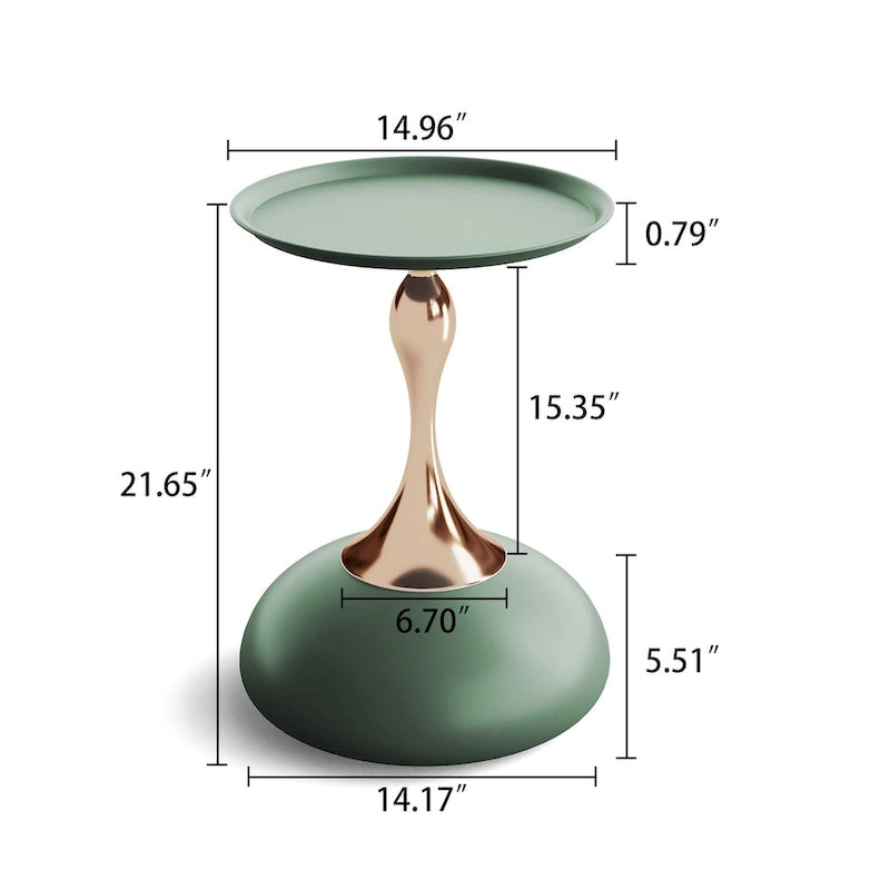 Table d'appoint ronde minimaliste en fer forgé au design luxueux, idéale pour les petits espaces.