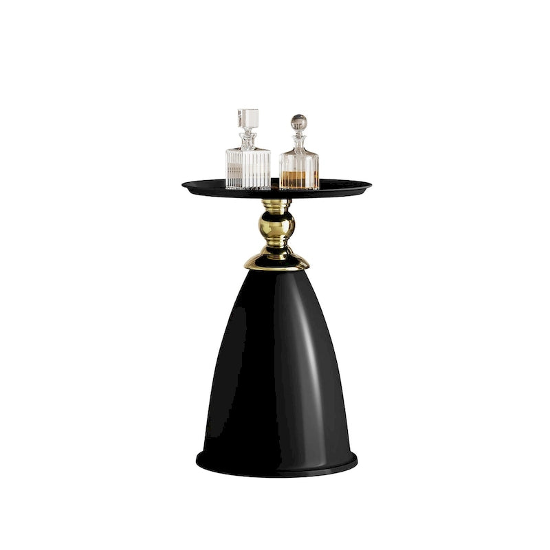 Table d'appoint ronde minimaliste en fer forgé au design luxueux, idéale pour les petits espaces.