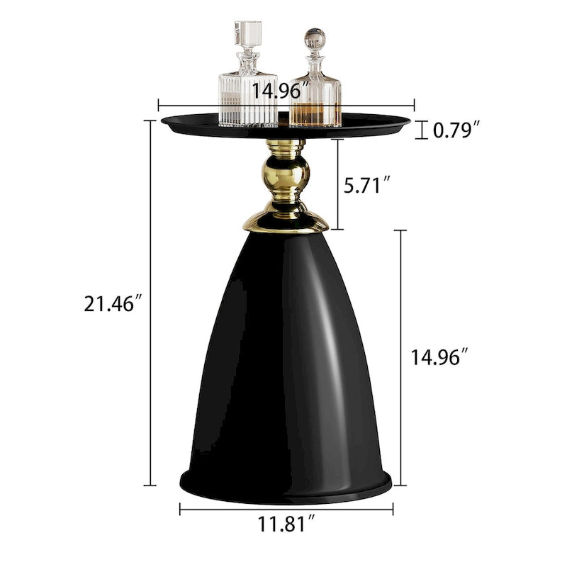 Table d'appoint ronde minimaliste en fer forgé au design luxueux, idéale pour les petits espaces.