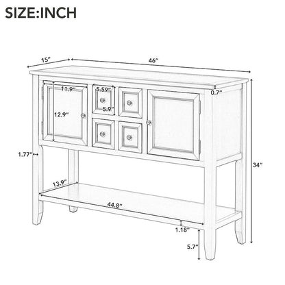 Buffet console vintage bleu avec étagère inférieure