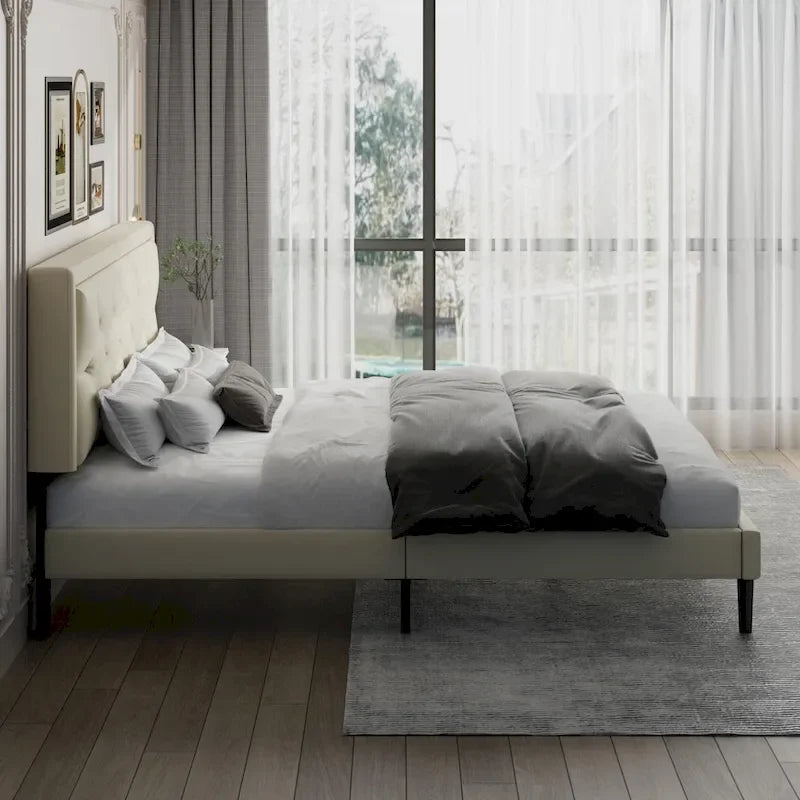 Cadre de lit moderne avec tête de lit capitonnée en velours