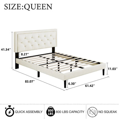 Cadre de lit moderne avec tête de lit capitonnée en velours