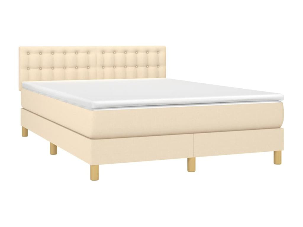 Lit à sommier tapissier avec matelas Crème 140x190 cm Tissu