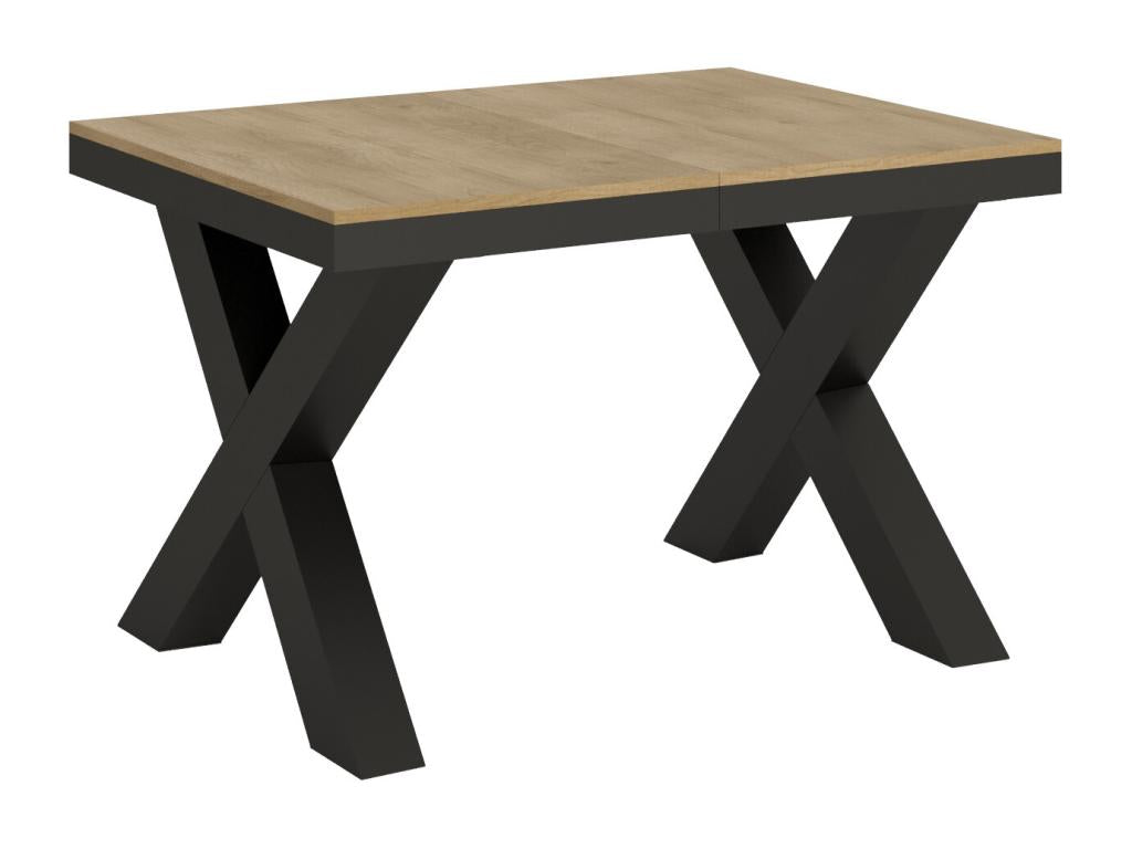 Table extensible 90x120/380 cm Meublita Evolution Chêne Nature cadre Anthracite