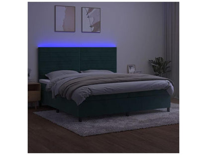 Sommier à Meublita de lit avec matelas LED Vert foncé 200x200