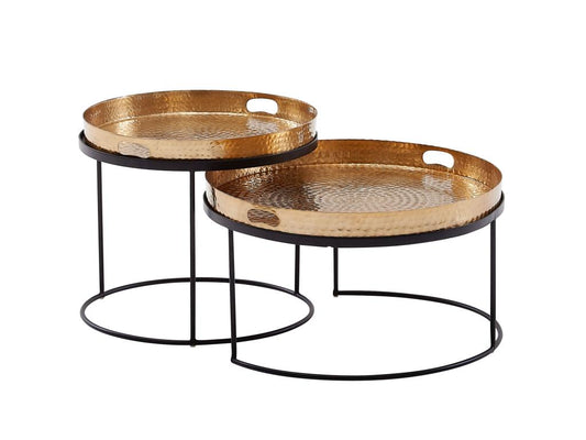 Table d'appoint Lot de 2 Table Basse de Salon Métal Orientale Aluminium