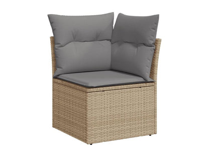 Salon de jardin et coussins 10 pcs méMeublita beige résine tressée