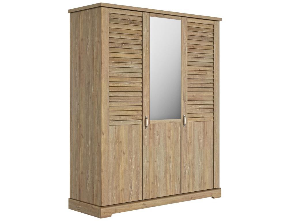 Lit 140x190 et armoire en bois clair - LT5079