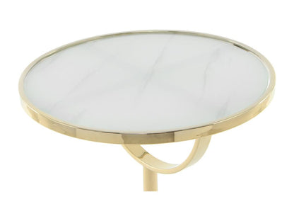 Table d'Appoint Design Vertchez 54cm Blanc / Or