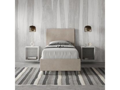 Lit Meublita avec sommier rembourré en microfibre sable 80x200