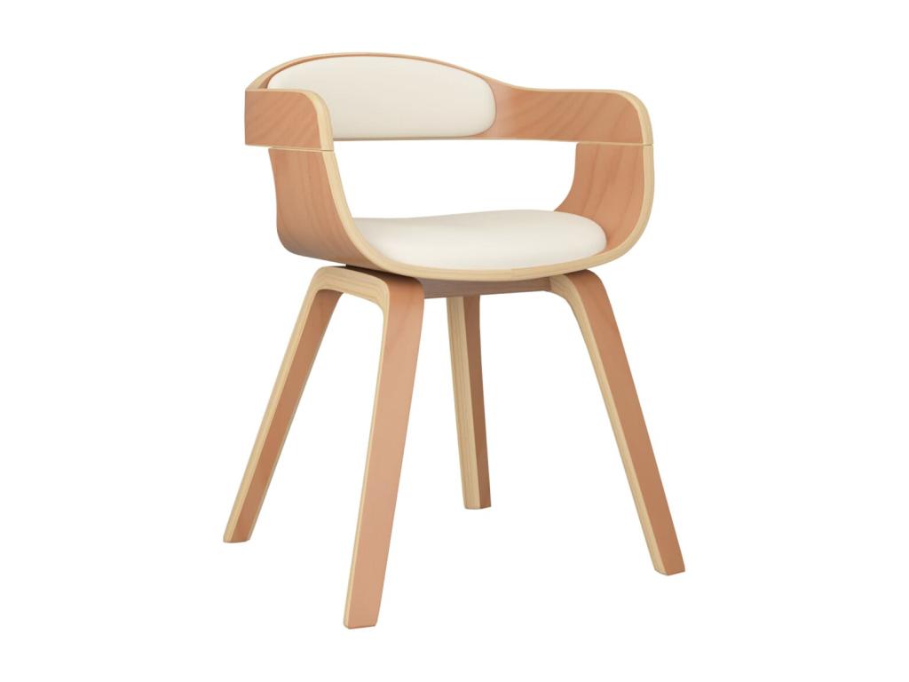 Chaise à manger Crème Similicuir et bois courbé