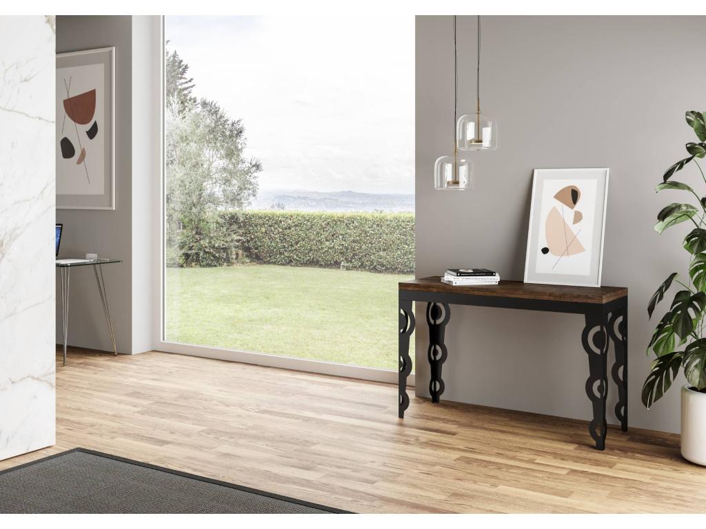 Table portefeuille extensible 120x45/90 cm Karamay Double Noyer cadre Anthracite