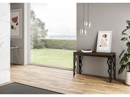 Table portefeuille extensible 120x45/90 cm Karamay Double Noyer cadre Anthracite