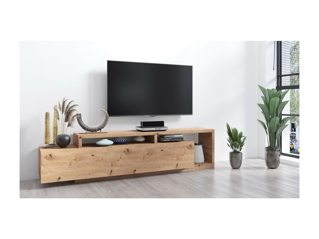 Meuble TV 220cm collection Meublita- Coloris chêne.