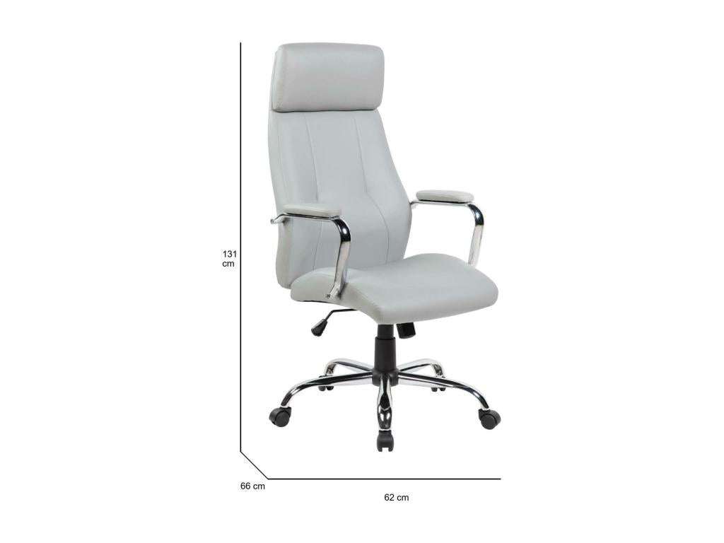 Chaise de bureau Meublita Fauteuil présidentiel avec accoudoirs Chaise de bureau ergonomique 66x62h121/131 cm Gris