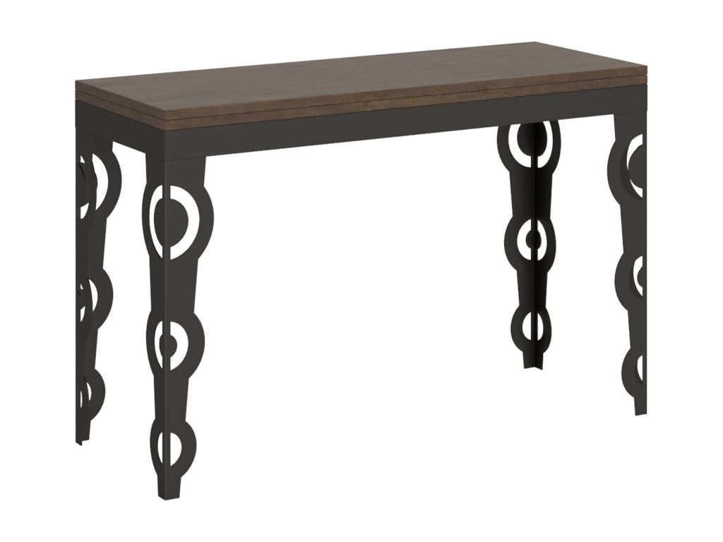 Table portefeuille extensible 120x45/90 cm Karamay Double Noyer cadre Anthracite