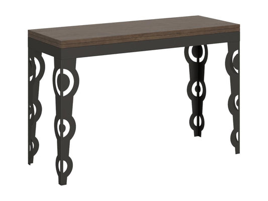 Table portefeuille extensible 120x45/90 cm Karamay Double Noyer cadre Anthracite