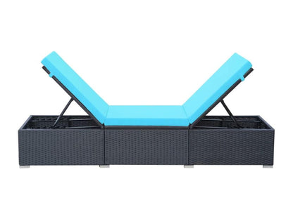 Chaise longue avec coussin Résine tressée Noir