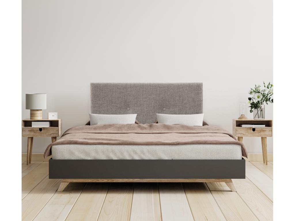 Vertchez Tête de lit en laine naturelle avec Boutons 105x105cm avec pieds Lits 105 - Gris