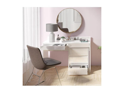 Bureau Coiffeuse design avec deux tiroirs collection Meublita coloris blanc finitions brillantes