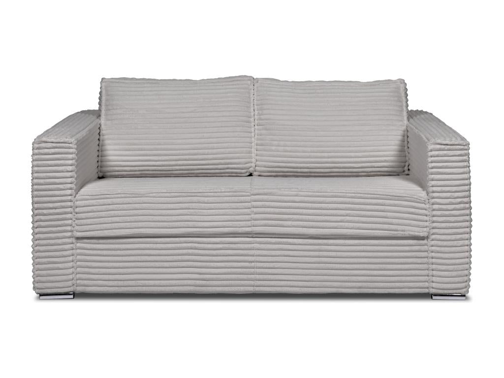 Canapé 3 places convertible express en velours c?telé grosses côtes gris clair - Couchage 140 cm - Matelas 18cm Doucezen