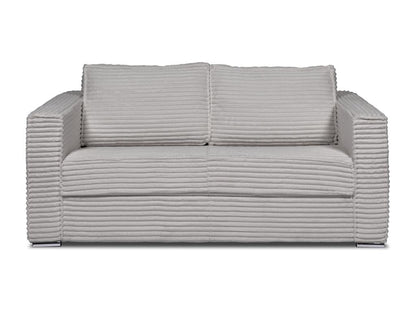 Canapé 3 places convertible express en velours c?telé grosses côtes gris clair - Couchage 140 cm - Matelas 18cm Doucezen