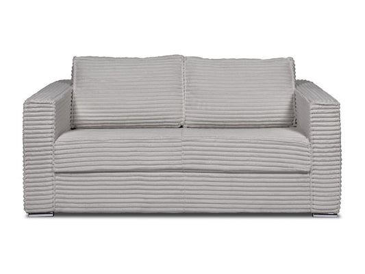 Canapé 3 places convertible express en velours c?telé grosses côtes gris clair - Couchage 140 cm - Matelas 18cm Doucezen