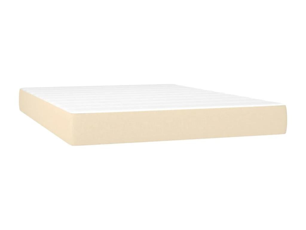 Sommier tapissier avec matelas et LED Crème 140x200 cm Tissu