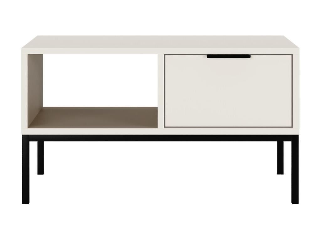 Table basse 80 cm Meublita Blanc Pieds noirs