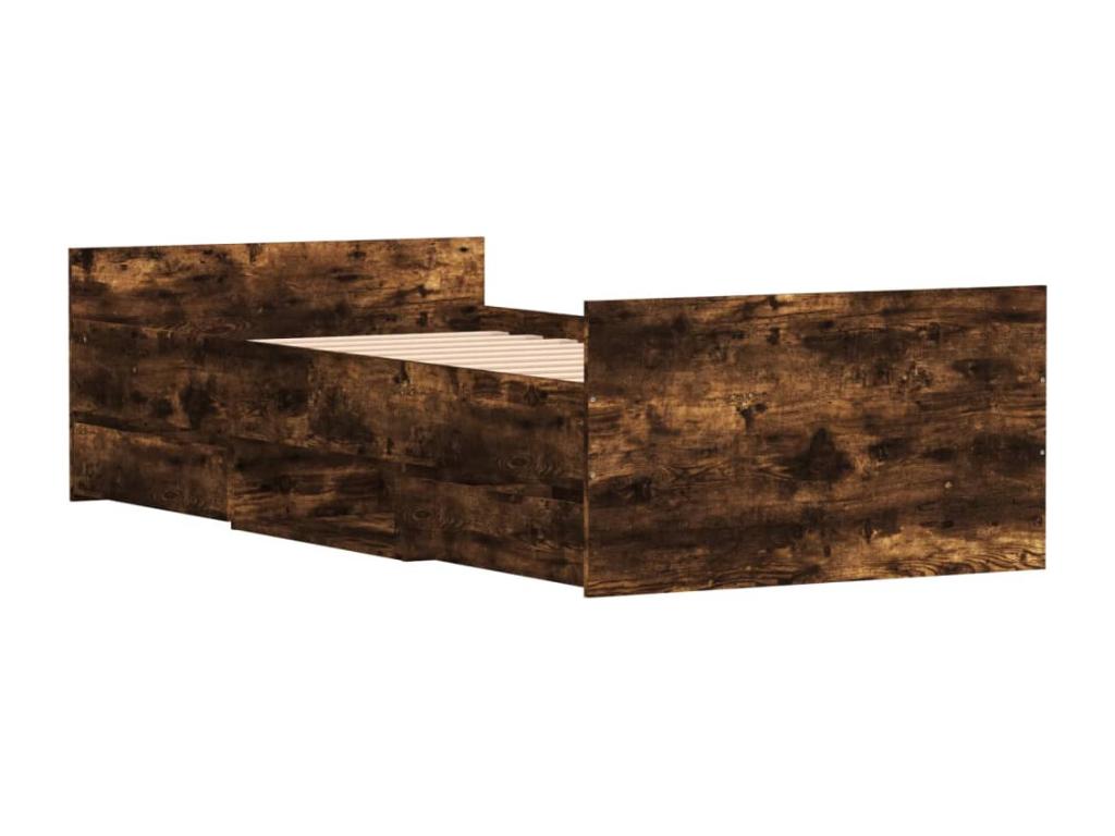 Cadre de lit sans matelas chêne fumé 100x200 cm