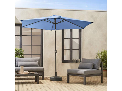 Parasol droit rond 300cm - Meublita Bleu grisé - mat central en aluminium orientable et Meublita d'ouverture