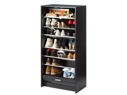 Meuble à Chaussures Noir 7 Tablettes 21 paires - Coloris Noir