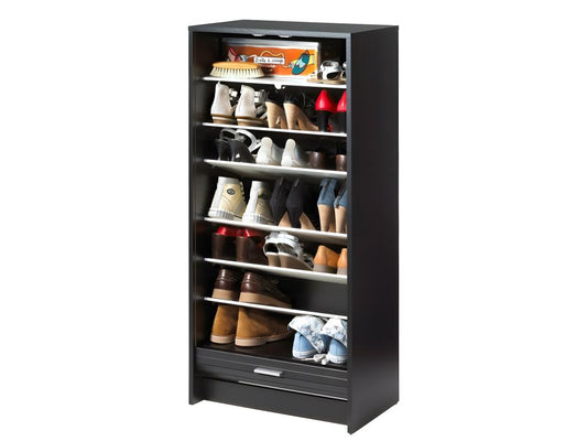 Meuble à Chaussures Noir 7 Tablettes 21 paires - Coloris Noir