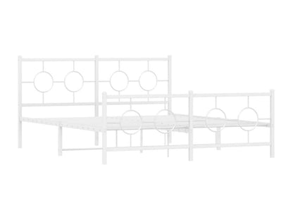 Cadre de lit métal avec tête de lit-pied de lit blanc 150x200