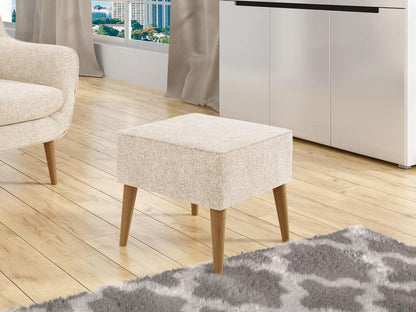 Pouf Doucezen 205 Brun clair 41x45x45cm Tapisserie Pieds Bois