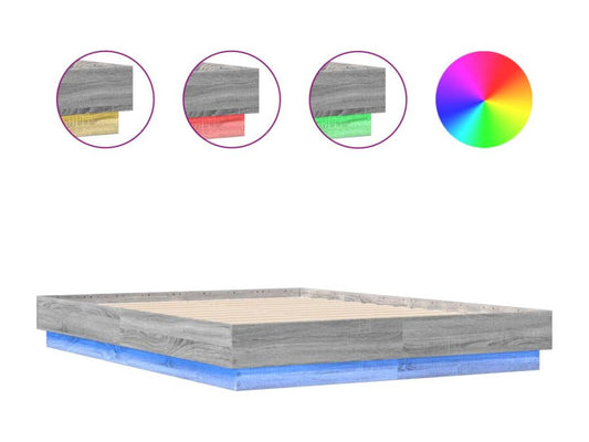 Cadre de lit avec Meublitaères LED Meublita gris 140x190 cm