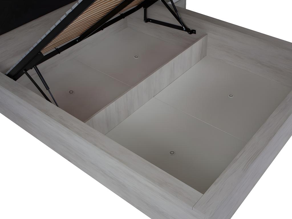 Lit Meublita 105 Double Marron 160x200 Stratifié Sommier à Meublita 182x214x105cm