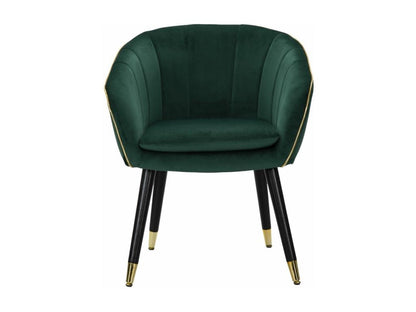 Fauteuil en tissu vert avec des finitions dorées cm 62x58x78