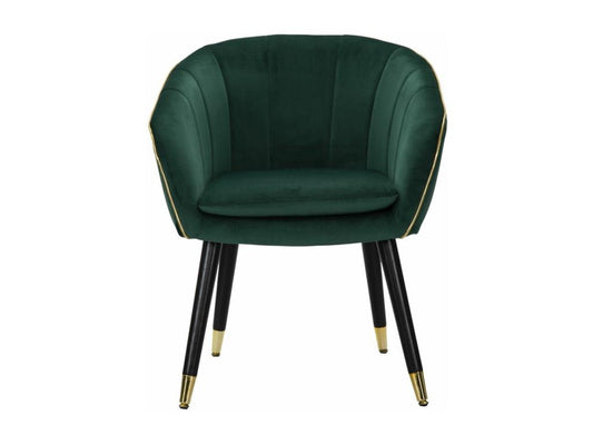 Fauteuil en tissu vert avec des finitions dorées cm 62x58x78