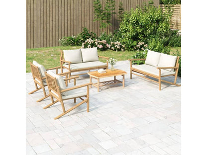 Salon de jardin 5 pièces avec coussins blanc crème Meublita